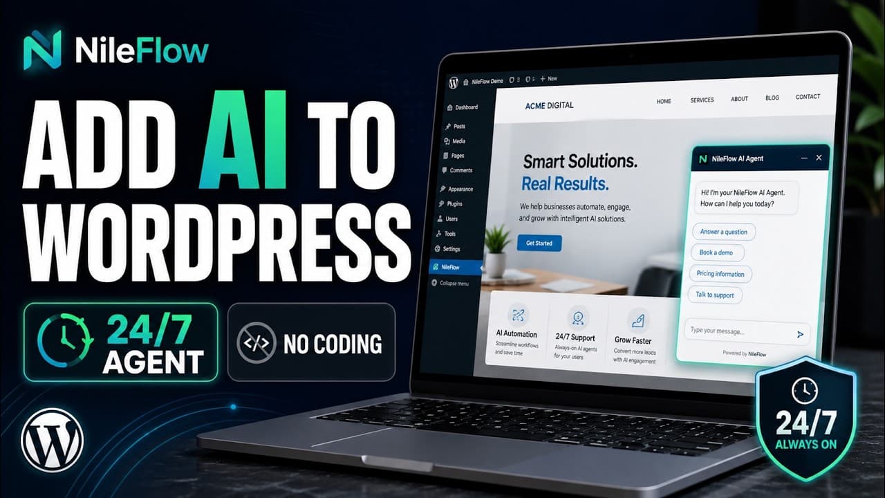 How to Add an AI Agent to Your WordPress Website No Coding | NileFlow Tutorial