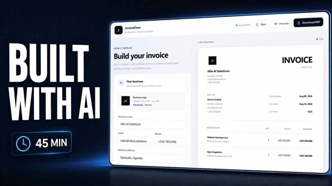 I Built a Professional Invoice Generator With AI — Full Vibe Coding Tutorial