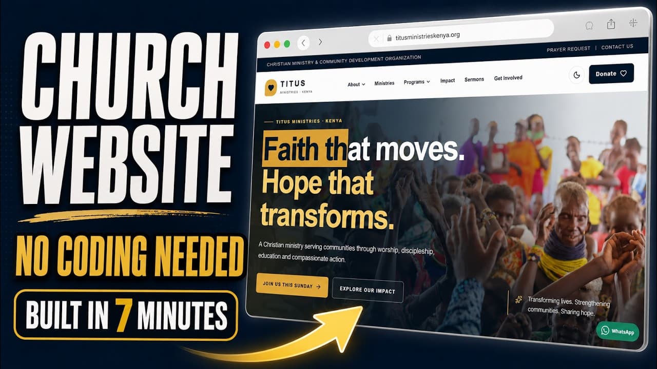 Build a Professional Church /NGO/ Charity Website in 7 Minutes with AI!