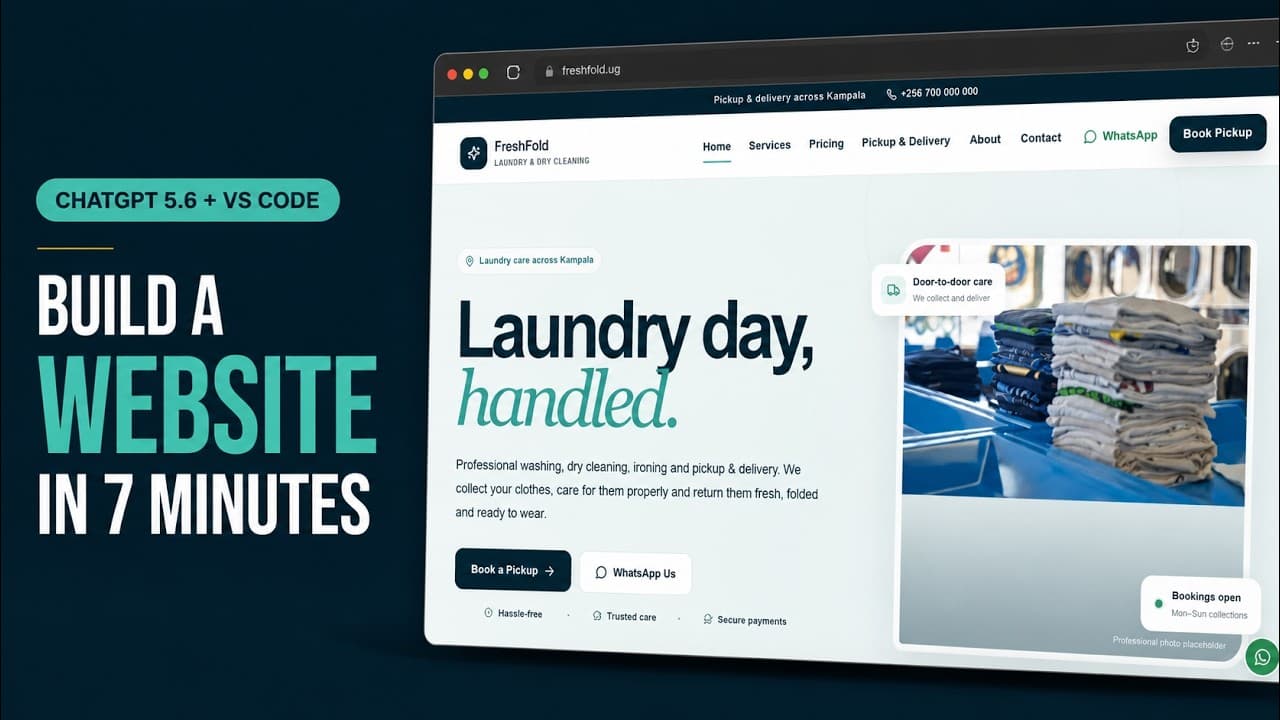 Build a Beautiful Business Website With ChatGPT 5 6 in 7 Minutes No Coding